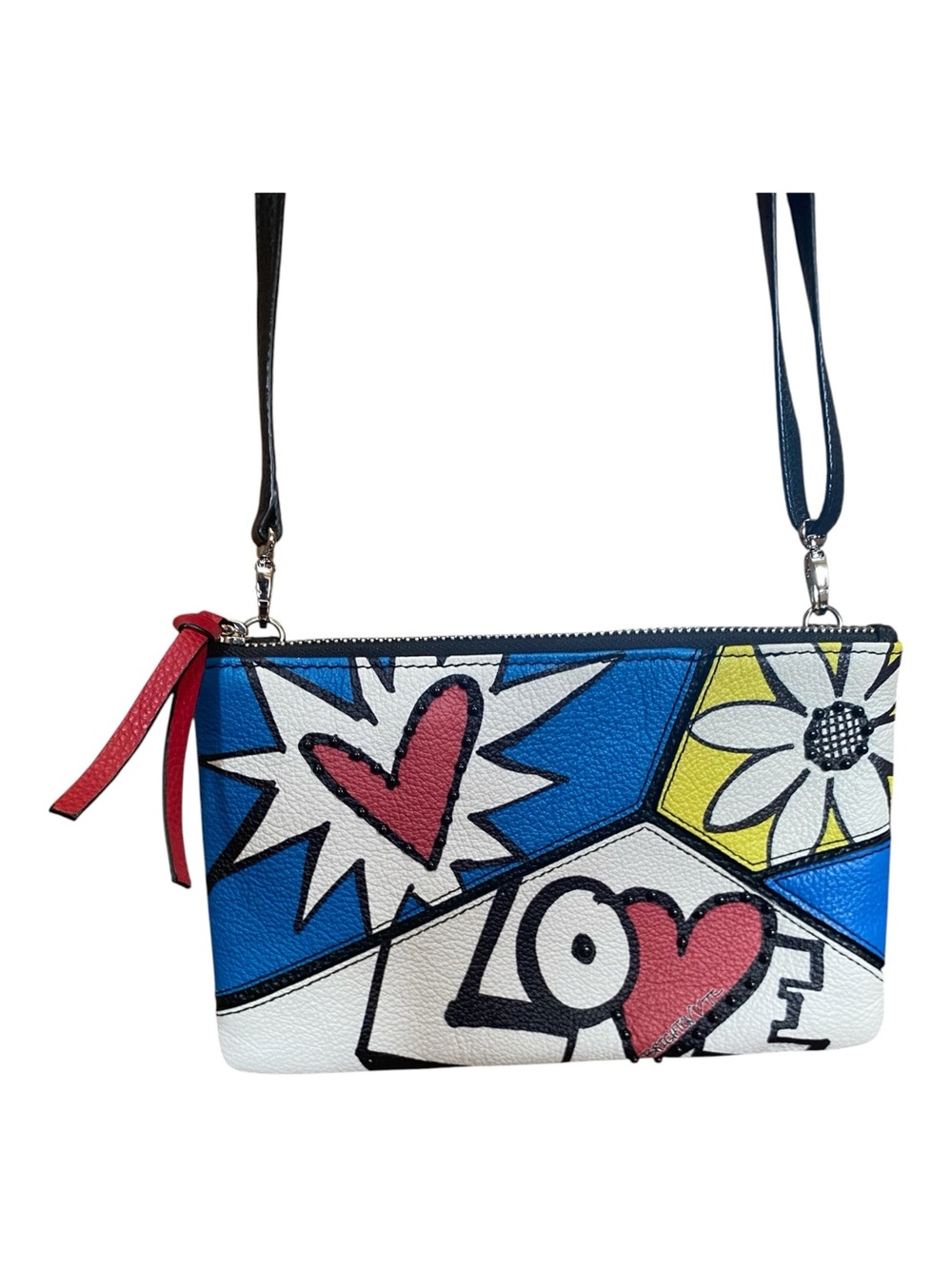 Brighton Women’s Crazy Love Bright Crossbody Small leather Purse Pouch Pop Art